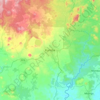Mappa topografica Kumba, altitudine, rilievo
