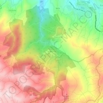Mappa topografica Le Macchie, altitudine, rilievo