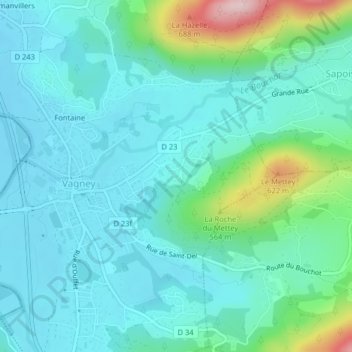 Mappa topografica Le Reposoire, altitudine, rilievo