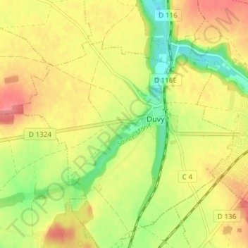 Mappa topografica Bazoche, altitudine, rilievo