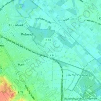 Mappa topografica Düpp, altitudine, rilievo