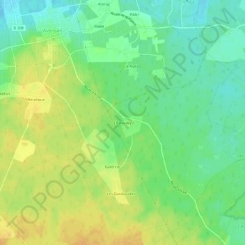 Mappa topografica L'Escouley, altitudine, rilievo