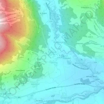 Mappa topografica Fanning, altitudine, rilievo