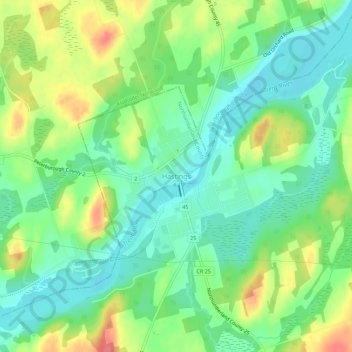 Mappa topografica Hastings, altitudine, rilievo