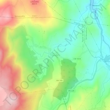 Mappa topografica Gradiz, altitudine, rilievo