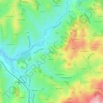 Mappa topografica Sandrin, altitudine, rilievo