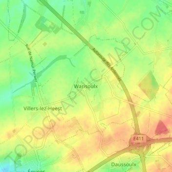 Mappa topografica Warisoulx, altitudine, rilievo