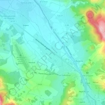Mappa topografica Lorp, altitudine, rilievo
