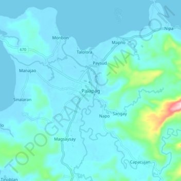 Mappa topografica Palapag, altitudine, rilievo
