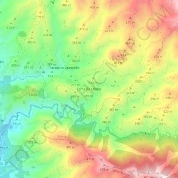 Mappa topografica Loma las Chozas, altitudine, rilievo