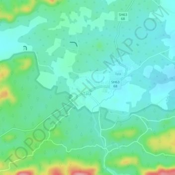 Mappa topografica Tala, altitudine, rilievo