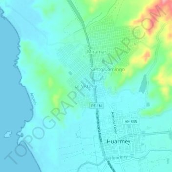 Mappa topografica La Victoria, altitudine, rilievo