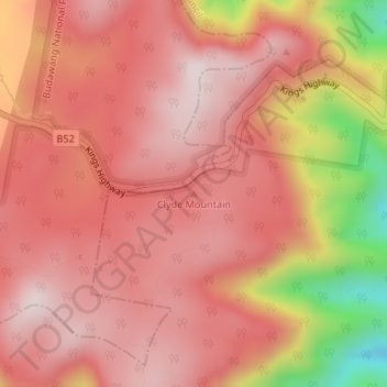 Mappa topografica Clyde Mountain, altitudine, rilievo