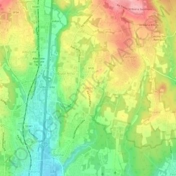 Mappa topografica Monte, altitudine, rilievo