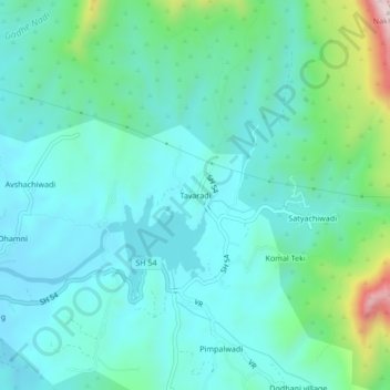 Mappa topografica Tavaradi, altitudine, rilievo