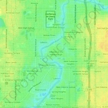 Mappa topografica Cartertown, altitudine, rilievo