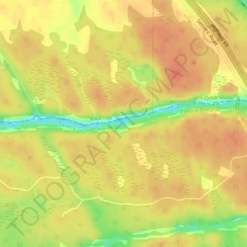 Mappa topografica Recollet Falls, altitudine, rilievo