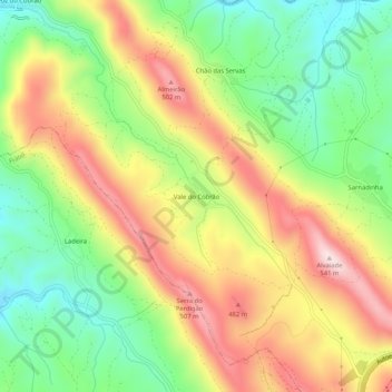 Mappa topografica Vale do Cobrão, altitudine, rilievo