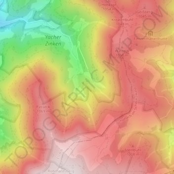 Mappa topografica Siebenfelsen, altitudine, rilievo