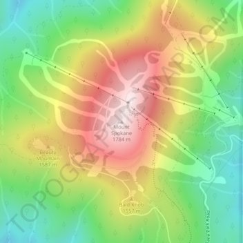 Mappa topografica Mount Spokane, altitudine, rilievo