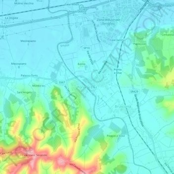 Mappa topografica Ponte a Elsa, altitudine, rilievo