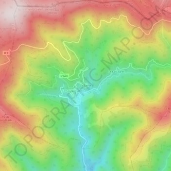 Mappa topografica Le Sarrat, altitudine, rilievo