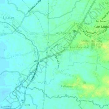 Mappa topografica Salangan, altitudine, rilievo
