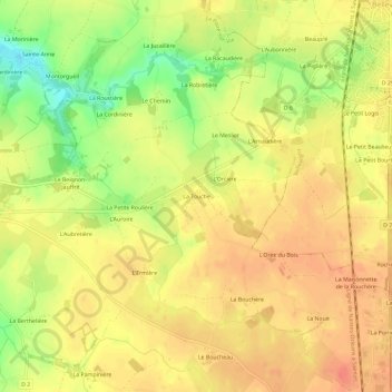 Mappa topografica La Touche, altitudine, rilievo