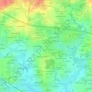 Mappa topografica Le Puits Gaillard, altitudine, rilievo