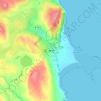 Mappa topografica Kirkcolm, altitudine, rilievo