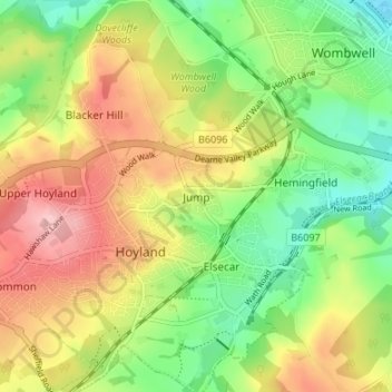 Mappa topografica Jump, altitudine, rilievo