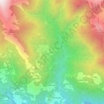 Mappa topografica Laietto, altitudine, rilievo