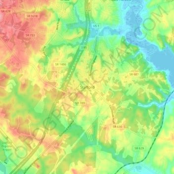 Mappa topografica Stafford, altitudine, rilievo