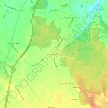 Mappa topografica Parada de Cima, altitudine, rilievo