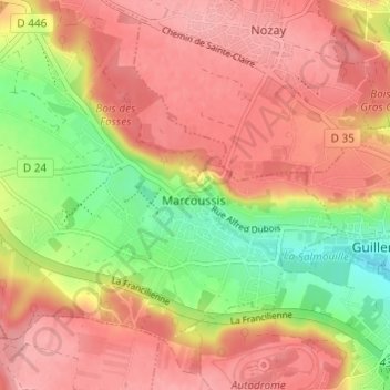 Mappa topografica Marcoussis, altitudine, rilievo