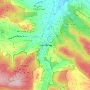Mappa topografica Lauenberg, altitudine, rilievo
