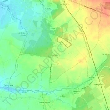 Mappa topografica Le Bois, altitudine, rilievo
