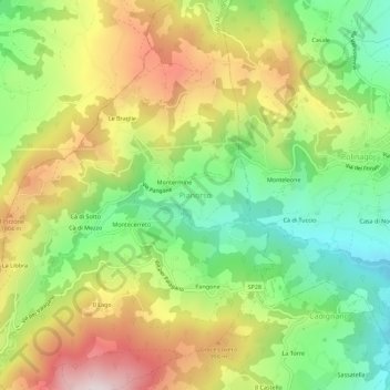 Mappa topografica Pianorso, altitudine, rilievo