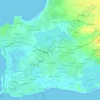 Mappa topografica Quelourn, altitudine, rilievo