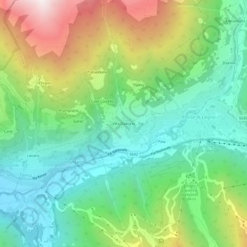 Mappa topografica Villa Dalegno, altitudine, rilievo