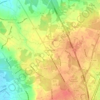 Mappa topografica Grand Chemin, altitudine, rilievo