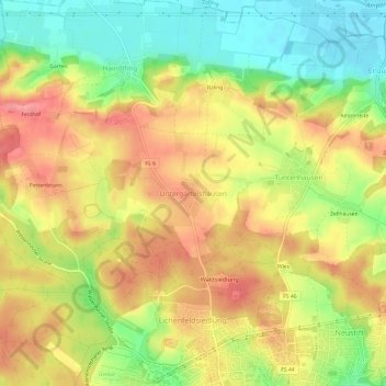 Mappa topografica Untergartelshausen, altitudine, rilievo