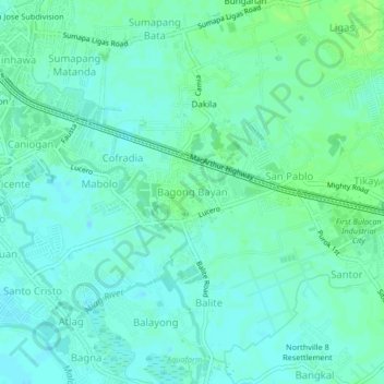 Mappa topografica Bagong Bayan, altitudine, rilievo