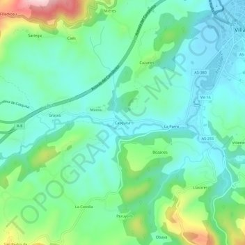 Mappa topografica Casquita, altitudine, rilievo