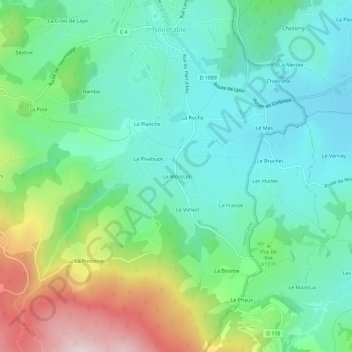 Mappa topografica Le Montcel, altitudine, rilievo