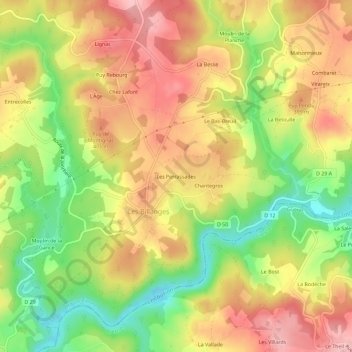 Mappa topografica Les Perrassades, altitudine, rilievo