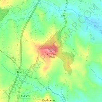 Mappa topografica Carrascal, altitudine, rilievo
