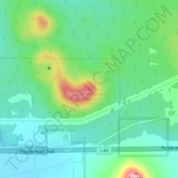 Mappa topografica Dude Mountain, altitudine, rilievo