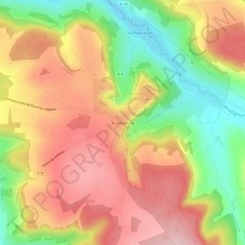 Mappa topografica Au Faubourg, altitudine, rilievo
