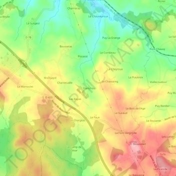 Mappa topografica L'Etanchou, altitudine, rilievo